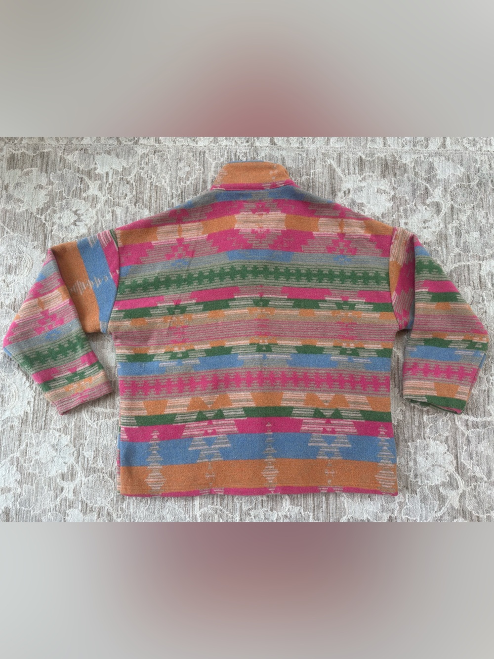 Outdoor Collection Wool Blend Multi Color Aztec Boho Geometric Pattern Jacket- M - Picture 6 of 9